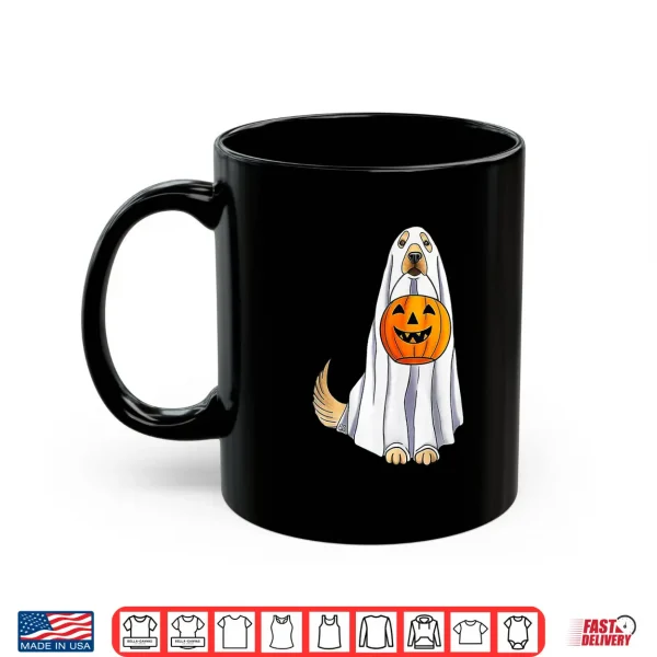 Mug Funny Halloween Golden Retriever Dog Ghost and Pumpkin Women Shirt