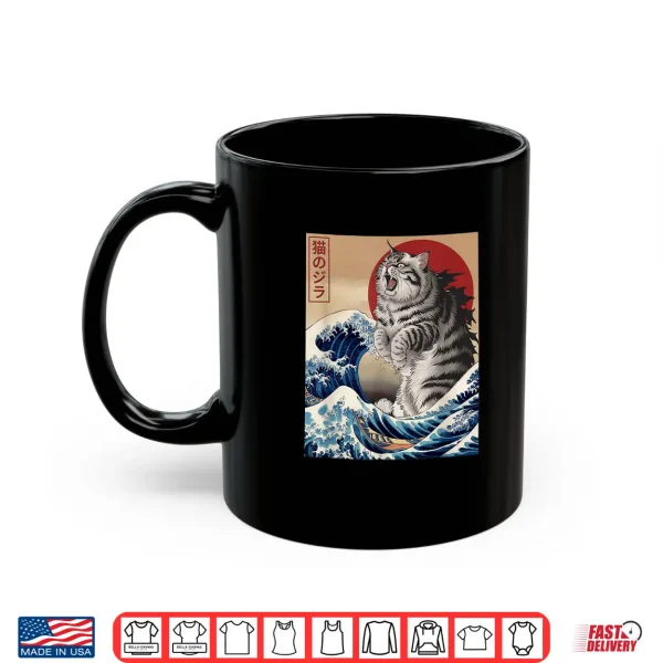 Mug Funny Japanese Art Vintage Persian Cat Design Catzilla Shirt