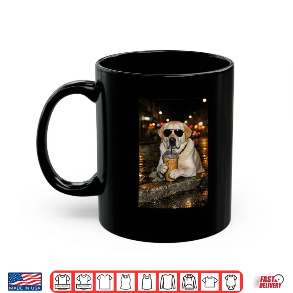 Mug Funny Labrador Retriever Drinking Iced Coffee Cute Dog Shirt