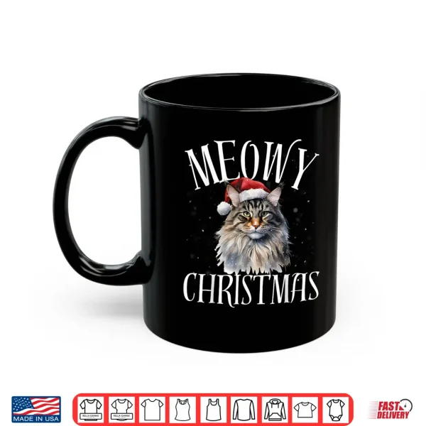 Mug Funny Meowy Christmas Maine Coon Cat Merry Xmas Holiday Shirt