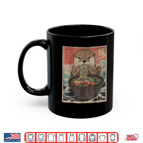 Mug Funny Otter Ramen Kawaii Anime Japanese Graphic Women Men Shirt