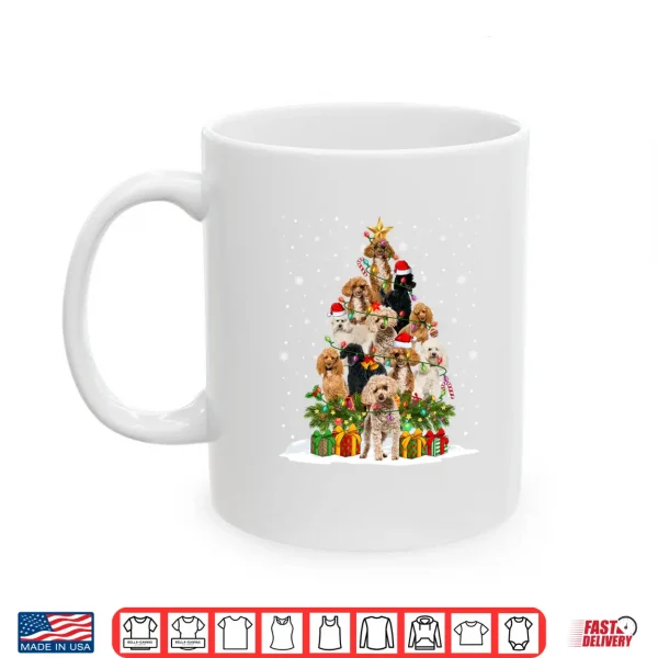 Mug Funny Poodle Dog Christmas Tree Lights Christmas Xmas PJS Shirt