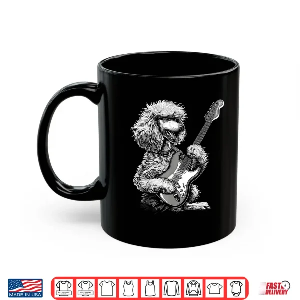 Mug Funny Poodle Dog Playing Electric Guitar Rock Dog Dad Shirt