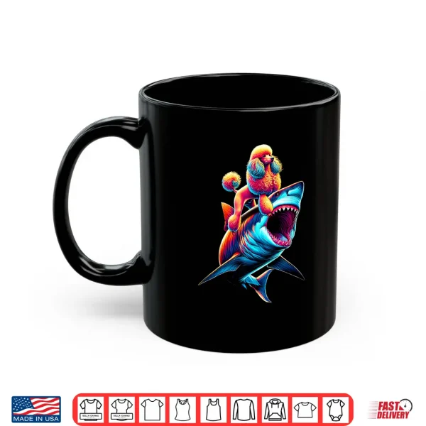 Mug Funny Poodle Riding Shark Poodle Lover Shirt