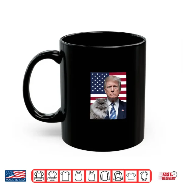 Mug Funny President Donald Trump With A Persian Cat USA Flag Shirt