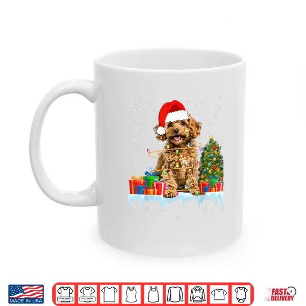 Mug Funny Santa Poodle Dog Christmas Lights Xmas Pajamas Shirt