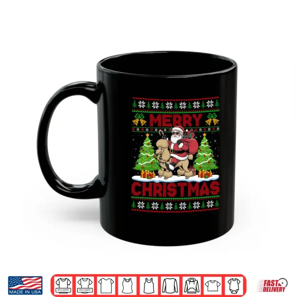 Mug Funny Santa Riding Poodle Ugly Christmas Sweaters Dog Xmas Shirt