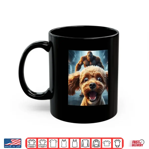 Mug Funny Surpise Poodle Dog Selfie with Bigfoot Women Men Kids Shirt