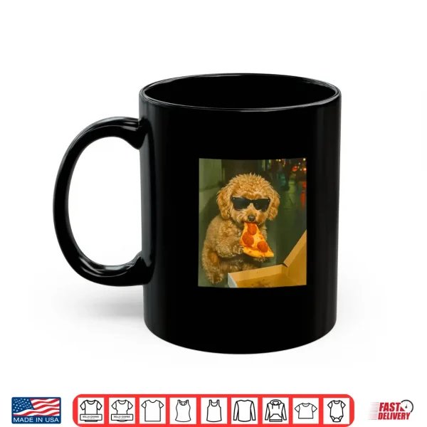 Mug Funny Toy Poodle Eating Pizza Dog Meme Retro Shirt