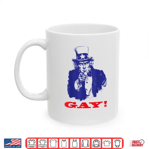 Mug Funny Uncle Sam Griddy Say Gay LGBT Gay Ally Pride Month Shirt