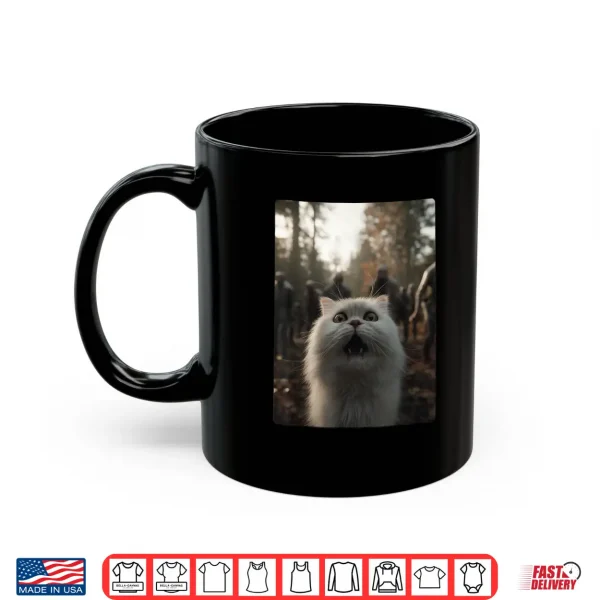 Mug Funny White Persian Cat Selfie with Zombies Spooky Halloween Shirt