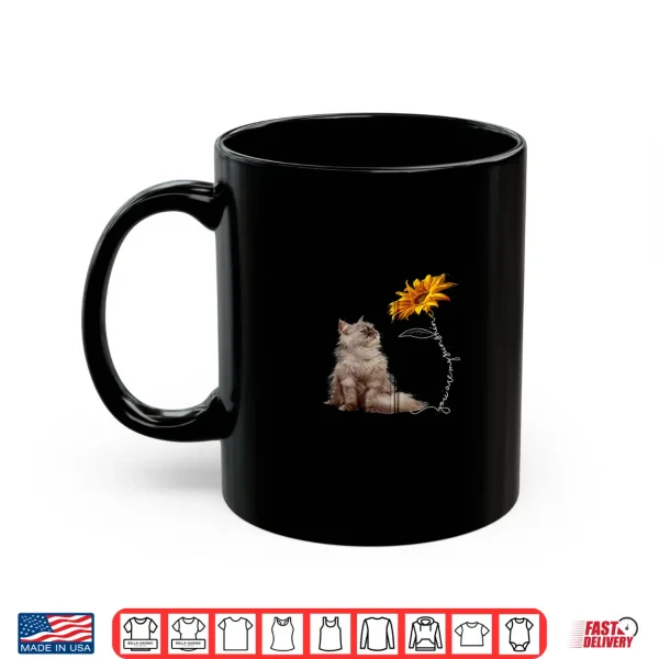 Mug Furry Persian Cat Looking at the Sunflower Shirt