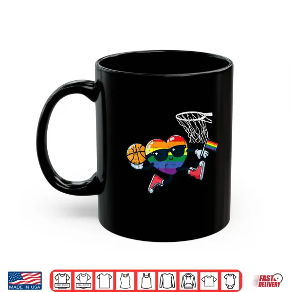 Mug Gay Pride Month Basketball Heart LGBTQ Ally Rainbow Men Kids Shirt