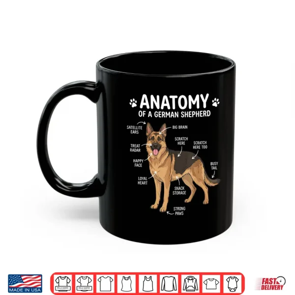 Mug German Shepherd Anatomy Funny Dog Owner Boys Girls Kids Shirt
