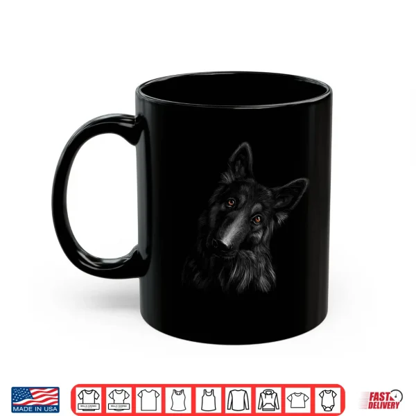 Mug German Shepherd Dog Black Background Pet Dog Lover Theme Shirt
