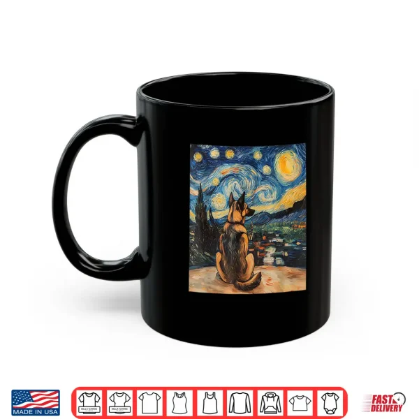 Mug German Shepherd Dog Doggy Van Gogh Style Starry Night Shirt