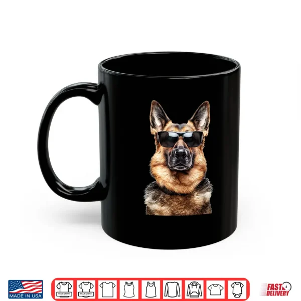 Mug German Shepherd Dog Doggy wearing Sunglasses Funny Graphic Shirt