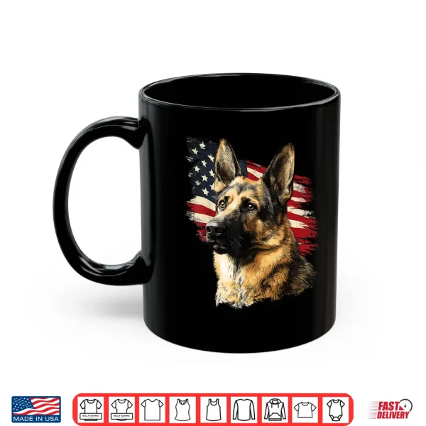 Mug German Shepherd Dog US America USA American Flag Graphic Shirt