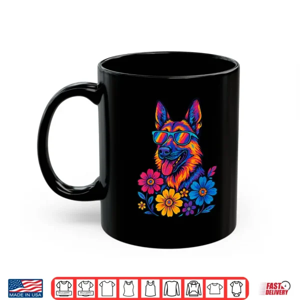 Mug German Shepherd Flowers German Shepherd Professional Graphic Shirt
