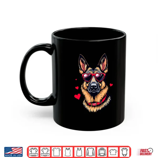 Mug German Shepherd Heart Glasses Valentines Day Dog Lover Shirt