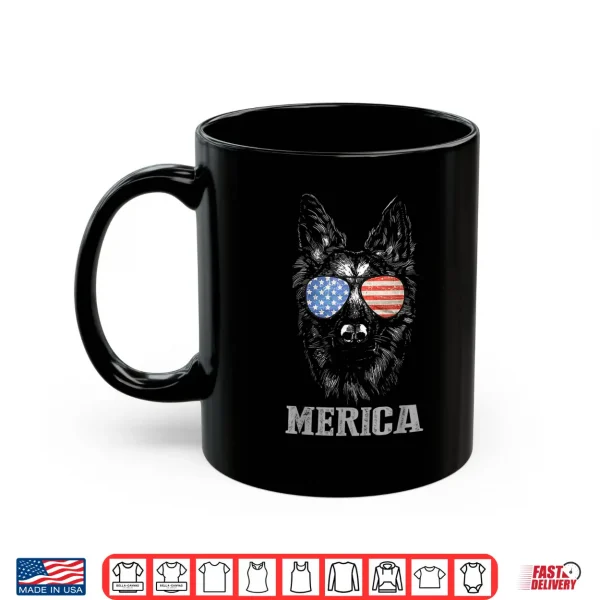 Mug German Shepherd Patriotic Dog Merica Fourth Of July USA Flag Shirt