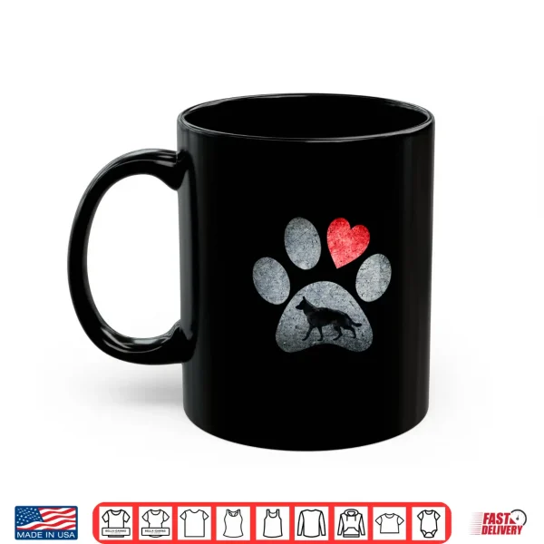 Mug German Shepherd Paws Dog Lovers Red Heart Gift Shirt