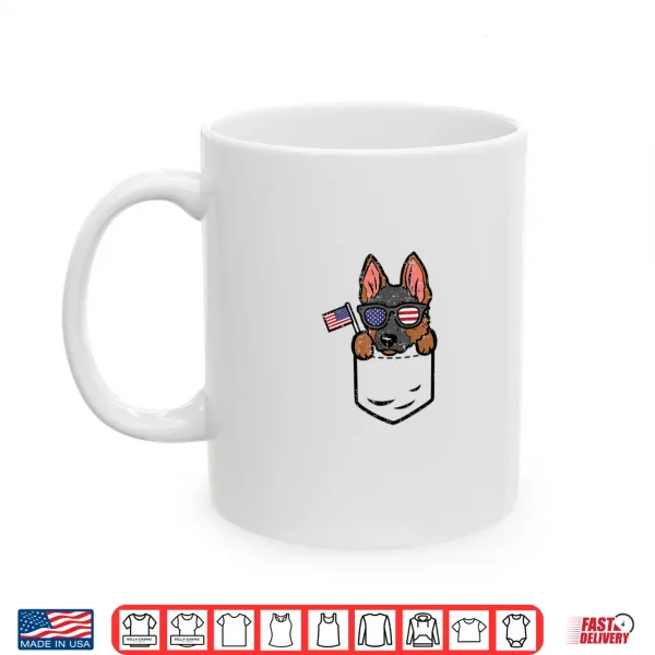 Mug German Shepherd Pocket American USA Fourth Of July Dog Shirt