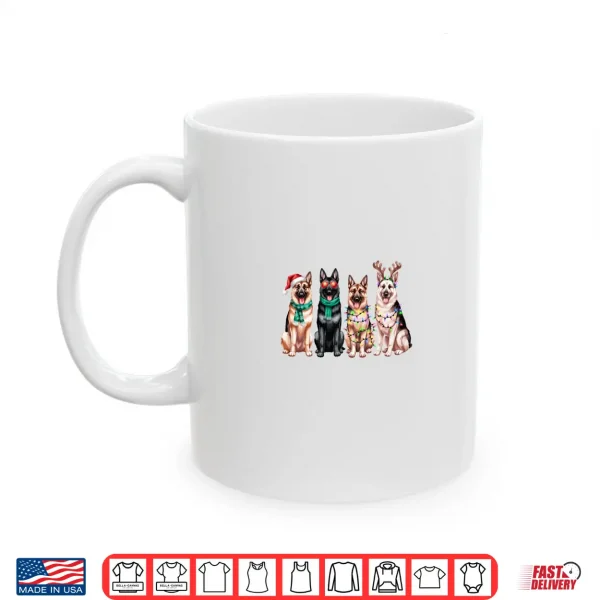 Mug German Shepherd Reindeer Christmas Lights Dog Lover Xmas Shirt