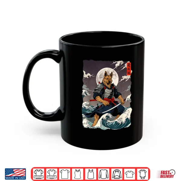 Mug German Shepherd Samurai Japanese Retro Ukiyo e Warrior Dog Shirt