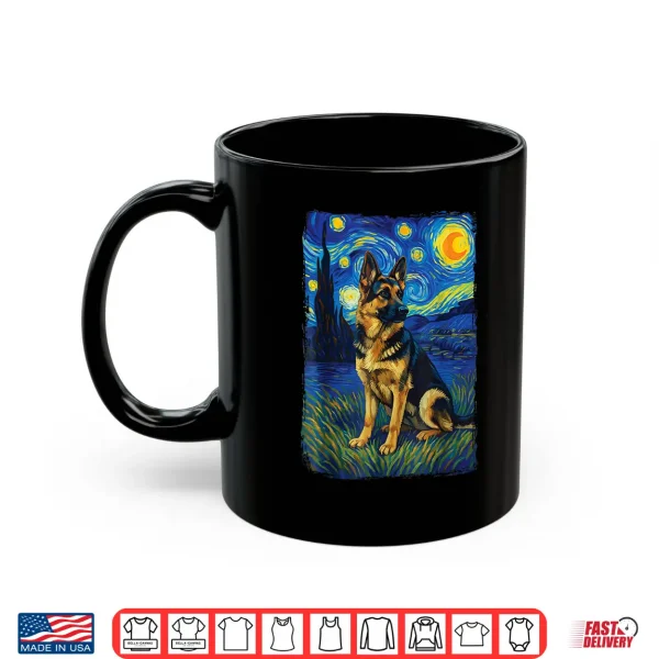 Mug German Shepherd Starry Night Professional Minimalist Modern Graphic Shirt