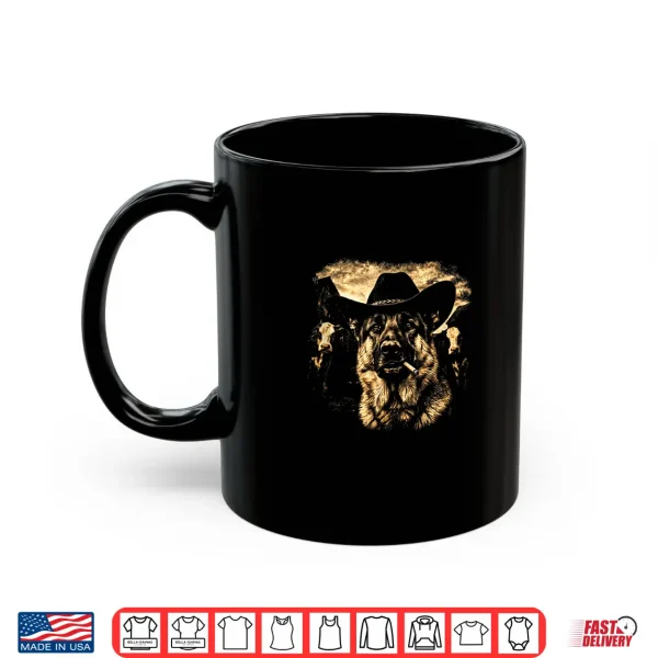 Mug German Shepherd Western Graphic Cowboy Dog Smoking Shirt