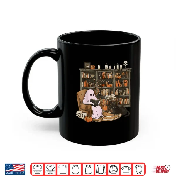 Mug Ghost Reading Book Cat lover Halloween Reading enthusiast Shirt