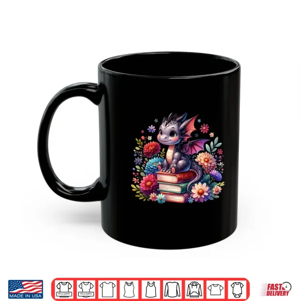 Mug Girls Cute Floral Cottagecore Dragon Book Lovers Bookish Shirt