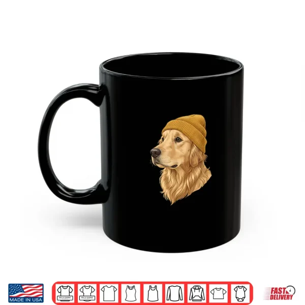 Mug Golden Dog Retriever Yellow Beanie Art Shirt