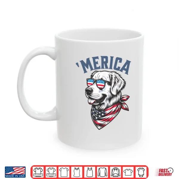 Mug Golden Retriever 4th Of July Merica USA Sunglasses Shirt