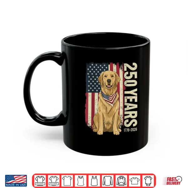 Mug Golden Retriever American Flag Bandana 250th 4th of July Shirt