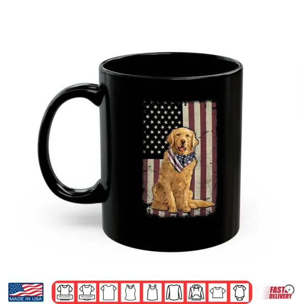 Mug Golden Retriever American Flag Bandana 4th Of July Tshirt