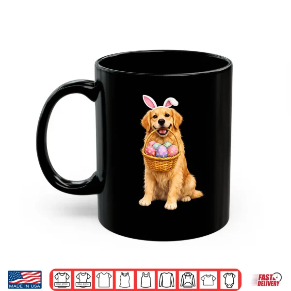 Mug Golden Retriever Bunny Ears Eggs Cute Easter Dogs Shirt
