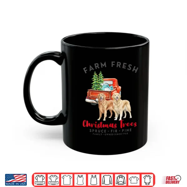 Mug Golden Retriever Christmas Farm Fresh Christmas Trees Shirt