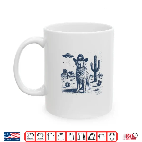 Mug Golden Retriever Cowboy UFO Golden Retriever Cowboy Hat Shirt