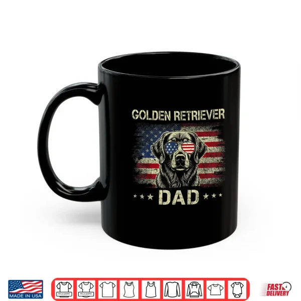 Mug Golden Retriever Dad Dog Vintage American Flag 4th Of July Shirt for Men Women Kids