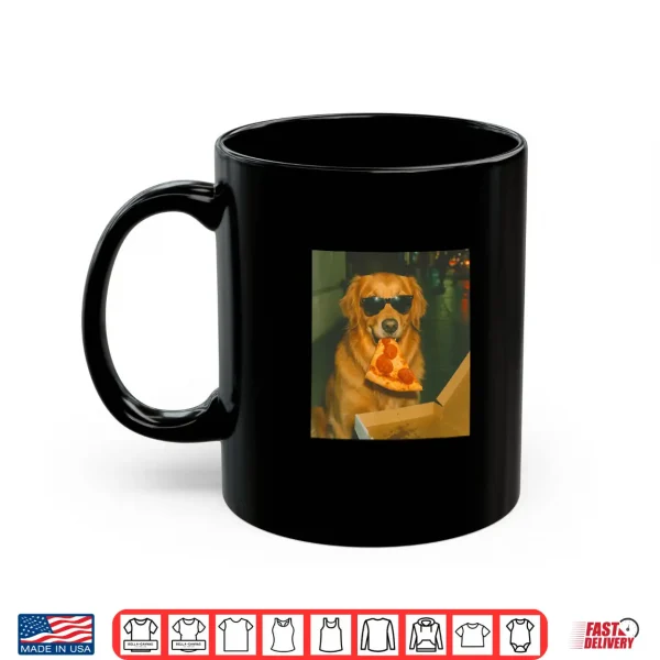 Mug Golden Retriever Dog Eating Pizza Meme Retro Shirt