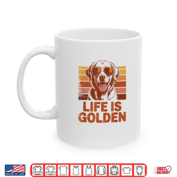Mug Golden Retriever Dog Life is Golden Retro Vintage Shirt