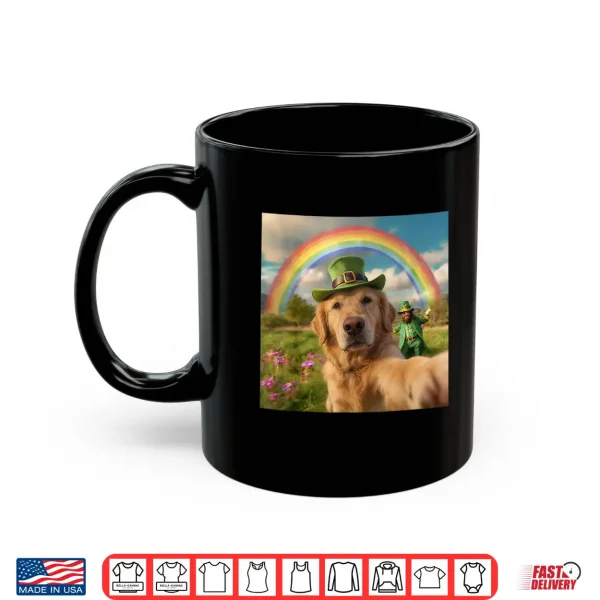 Mug Golden Retriever Dog Selfie With Leprechaun St Patricks Day Shirt