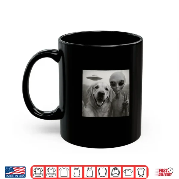 Mug Golden Retriever Dog UFO Alien Cute Selfie Shirt