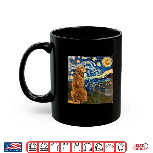 Mug Golden Retriever Dog Van Gogh Style Starry Night Shirt