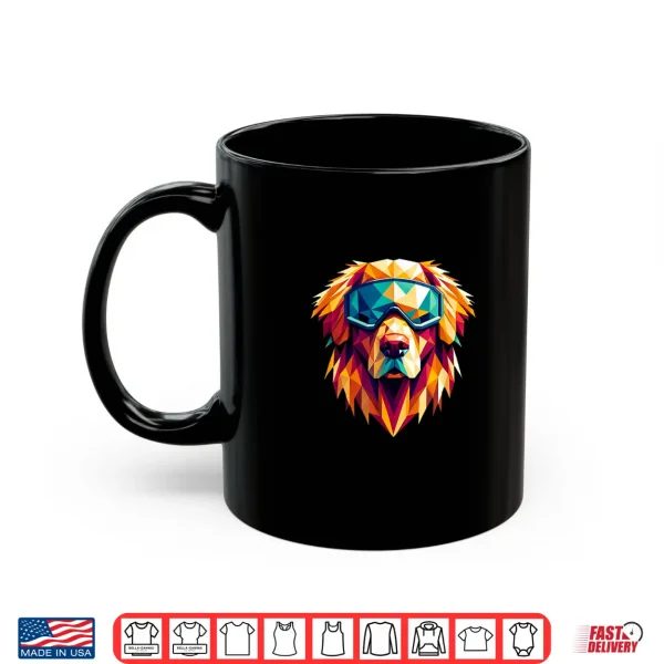 Mug Golden Retriever Dog Wearing Ski Snowboard Goggles Geometric Shirt