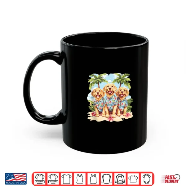 Mug Golden Retriever Dogs In Cute Hawaiian Tops Palm Trees Beach Shirt