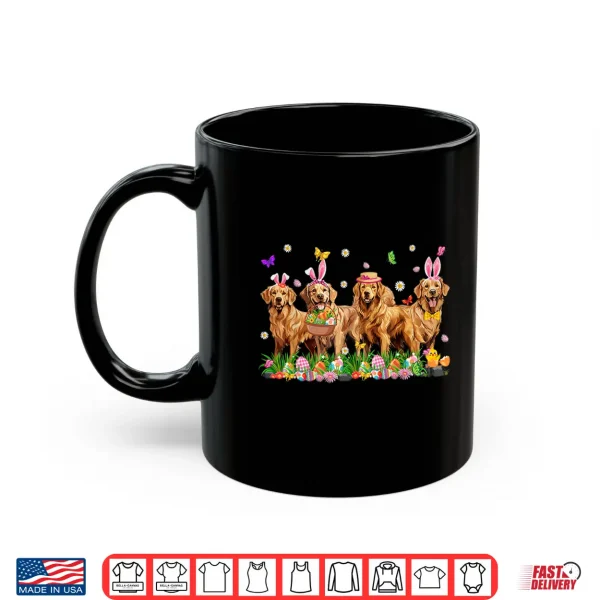 Mug Golden Retriever Dogs With Bunny Ears Egg Basket Easter Day Shirt