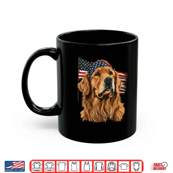 Mug Golden Retriever Patriotic 4th Of July USA American Flag Shirt